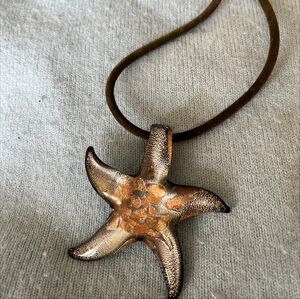 Hand Blown Glass Starfish Pendant